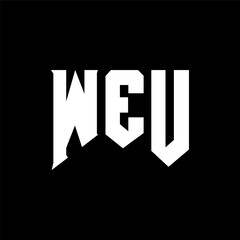 WEU letter logo design for technology company. WEU logo design black and white color combination. WEU logo, WEU vector, WEU design, WEU icon, WEU alphabet. WEU typography logo design.