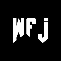 WFJ letter logo design for technology company. WFJ logo design black and white color combination. WFJ logo, WFJ vector, WFJ design, WFJ icon, WFJ alphabet. WFJ typography logo design.