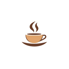 Simple 2D Flat Vector Coffee Cup Icon with Soft Curves