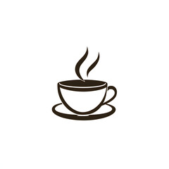 Modern Coffee Cup Icon with Soft Curves and Steaming Detail