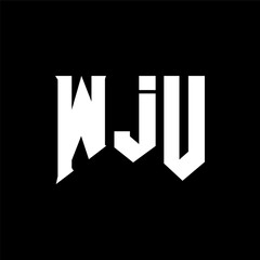 WJU letter logo design for technology company. WJU logo design black and white color combination. WJU logo, WJU vector, WJU design, WJU icon, WJU alphabet. WJU typography logo design.