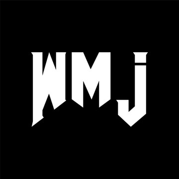 WMJ letter logo design for technology company. WMJ logo design black and white color combination. WMJ logo, WMJ vector, WMJ design, WMJ icon, WMJ alphabet. WMJ typography logo design.