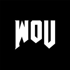 WOU letter logo design for technology company. WOU logo design black and white color combination. WOU logo, WOU vector, WOU design, WOU icon, WOU alphabet. WOU typography logo design.