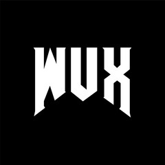 WUX letter logo design for technology company. WUX logo design black and white color combination. WUX logo, WUX vector, WUX design, WUX icon, WUX alphabet. WUX typography logo design.