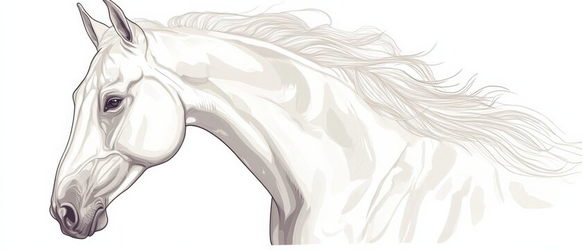 a white horse with flowing mane