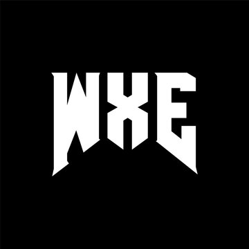 WXE letter logo design for technology company. WXE logo design black and white color combination. WXE logo, WXE vector, WXE design, WXE icon, WXE alphabet. WXE typography logo design.