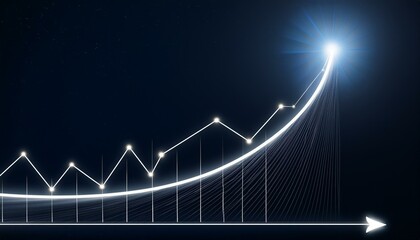 A graph rising along a rounded curve with a shining star at the end of the curve
