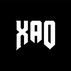 Obraz premium XAO letter logo design for technology company. XAO logo design black and white color combination. XAO logo, XAO vector, XAO design, XAO icon, XAO alphabet. XAO typography logo design.