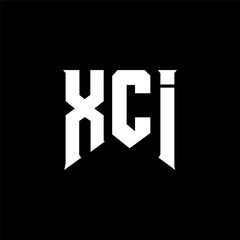 Obraz premium XCI letter logo design for technology company. XCI logo design black and white color combination. XCI logo, XCI vector, XCI design, XCI icon, XCI alphabet. XCI typography logo design.