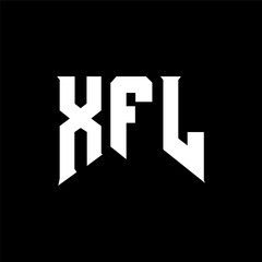 XFL letter logo design for technology company. XFL logo design black and white color combination. XFL logo, XFL vector, XFL design, XFL icon, XFL alphabet. XFL typography logo design.