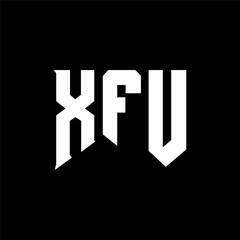XFU letter logo design for technology company. XFU logo design black and white color combination. XFU logo, XFU vector, XFU design, XFU icon, XFU alphabet. XFU typography logo design.