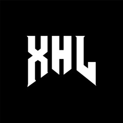 XHL letter logo design for technology company. XHL logo design black and white color combination. XHL logo, XHL vector, XHL design, XHL icon, XHL alphabet. XHL typography logo design.