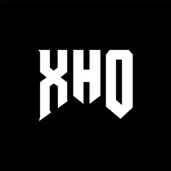 XHO letter logo design for technology company. XHO logo design black and white color combination. XHO logo, XHO vector, XHO design, XHO icon, XHO alphabet. XHO typography logo design.