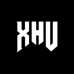 XHU letter logo design for technology company. XHU logo design black and white color combination. XHU logo, XHU vector, XHU design, XHU icon, XHU alphabet. XHU typography logo design.