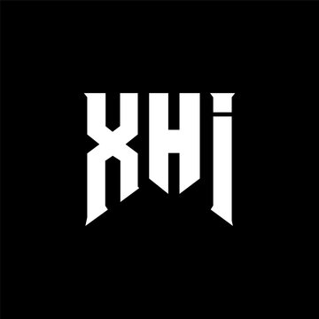 XHI letter logo design for technology company. XHI logo design black and white color combination. XHI logo, XHI vector, XHI design, XHI icon, XHI alphabet. XHI typography logo design.