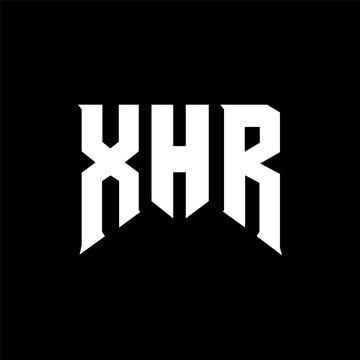 XHR letter logo design for technology company. XHR logo design black and white color combination. XHR logo, XHR vector, XHR design, XHR icon, XHR alphabet. XHR typography logo design.