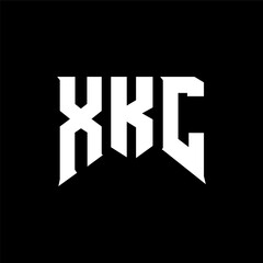 Obraz premium XKC letter logo design for technology company. XKC logo design black and white color combination. XKC logo, XKC vector, XKC design, XKC icon, XKC alphabet. XKC typography logo design.