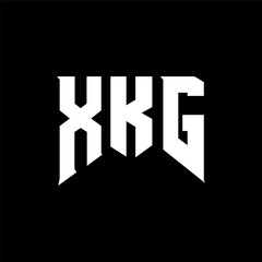 Obraz premium XKG letter logo design for technology company. XKG logo design black and white color combination. XKG logo, XKG vector, XKG design, XKG icon, XKG alphabet. XKG typography logo design.