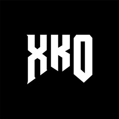 XKO letter logo design for technology company. XKO logo design black and white color combination. XKO logo, XKO vector, XKO design, XKO icon, XKO alphabet. XKO typography logo design.
