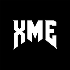 XME letter logo design for technology company. XME logo design black and white color combination. XME logo, XME vector, XME design, XME icon, XME alphabet. XME typography logo design.