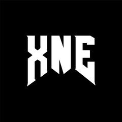 XNE letter logo design for technology company. XNE logo design black and white color combination. XNE logo, XNE vector, XNE design, XNE icon, XNE alphabet. XNE typography logo design.