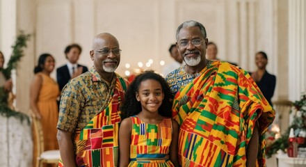 Obraz premium Traditional celebration with african heritage family in colorful attire