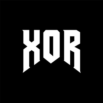 XOR letter logo design for technology company. XOR logo design black and white color combination. XOR logo, XOR vector, XOR design, XOR icon, XOR alphabet. XOR typography logo design.