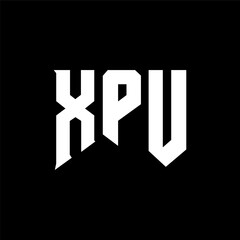 Obraz premium XPU letter logo design for technology company. XPU logo design black and white color combination. XPU logo, XPU vector, XPU design, XPU icon, XPU alphabet. XPU typography logo design.
