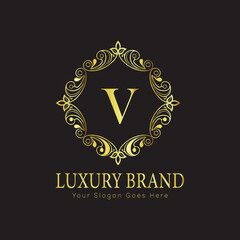 Letter Luxury brand logo design with a royal gold crown emblem and elegant typography
