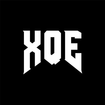 XQE letter logo design for technology company. XQE logo design black and white color combination. XQE logo, XQE vector, XQE design, XQE icon, XQE alphabet. XQE typography logo design.