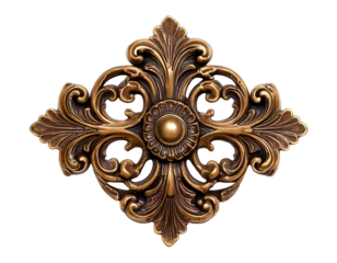 antique gold ornament isolated on transparent background