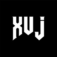 XUJ letter logo design for technology company. XUJ logo design black and white color combination. XUJ logo, XUJ vector, XUJ design, XUJ icon, XUJ alphabet. XUJ typography logo design.