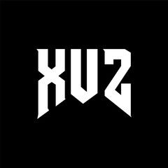 XUZ letter logo design for technology company. XUZ logo design black and white color combination. XUZ logo, XUZ vector, XUZ design, XUZ icon, XUZ alphabet. XUZ typography logo design.
