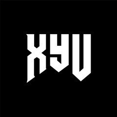 XYU letter logo design for technology company. XYU logo design black and white color combination. XYU logo, XYU vector, XYU design, XYU icon, XYU alphabet. XYU typography logo design.