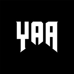 YAA letter logo design for technology company. YAA logo design black and white color combination. YAA logo, YAA vector, YAA design, YAA icon, YAA alphabet. YAA typography logo design.