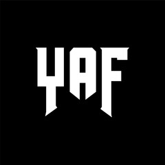 YAF letter logo design for technology company. YAF logo design black and white color combination. YAF logo, YAF vector, YAF design, YAF icon, YAF alphabet. YAF typography logo design.