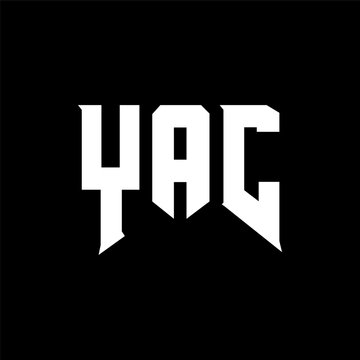 YAC letter logo design for technology company. YAC logo design black and white color combination. YAC logo, YAC vector, YAC design, YAC icon, YAC alphabet. YAC typography logo design.