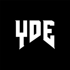 YDE letter logo design for technology company. YDE logo design black and white color combination. YDE logo, YDE vector, YDE design, YDE icon, YDE alphabet. YDE typography logo design.