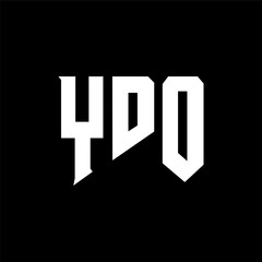 Obraz premium YDO letter logo design for technology company. YDO logo design black and white color combination. YDO logo, YDO vector, YDO design, YDO icon, YDO alphabet. YDO typography logo design.
