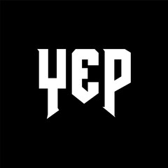 YEP letter logo design for technology company. YEP logo design black and white color combination. YEP logo, YEP vector, YEP design, YEP icon, YEP alphabet. YEP typography logo design.