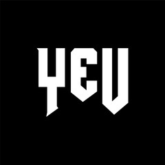 YEU letter logo design for technology company. YEU logo design black and white color combination. YEU logo, YEU vector, YEU design, YEU icon, YEU alphabet. YEU typography logo design.