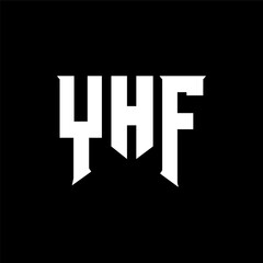 YHF letter logo design for technology company. YHF logo design black and white color combination. YHF logo, YHF vector, YHF design, YHF icon, YHF alphabet. YHF typography logo design.
