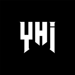 YHI letter logo design for technology company. YHI logo design black and white color combination. YHI logo, YHI vector, YHI design, YHI icon, YHI alphabet. YHI typography logo design.