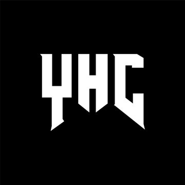YHC letter logo design for technology company. YHC logo design black and white color combination. YHC logo, YHC vector, YHC design, YHC icon, YHC alphabet. YHC typography logo design.