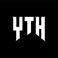 YTH letter logo design for technology company. YTH logo design black and white color combination. YTH logo, YTH vector, YTH design, YTH icon, YTH alphabet. YTH typography logo design.