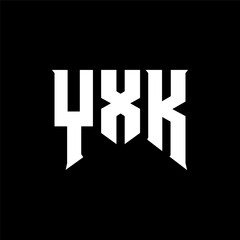 YXK letter logo design for technology company. YXK logo design black and white color combination. YXK logo, YXK vector, YXK design, YXK icon, YXK alphabet. YXK typography logo design.