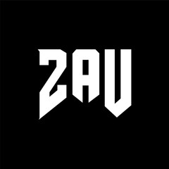 Obraz premium ZAU letter logo design for technology company. ZAU logo design black and white color combination. ZAU logo, ZAU vector, ZAU design, ZAU icon, ZAU alphabet. ZAU typography logo design.