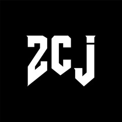 ZCJ letter logo design for technology company. ZCJ logo design black and white color combination. ZCJ logo, ZCJ vector, ZCJ design, ZCJ icon, ZCJ alphabet. ZCJ typography logo design.