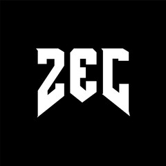 Fototapeta premium ZEC letter logo design for technology company. ZEC logo design black and white color combination. ZEC logo, ZEC vector, ZEC design, ZEC icon, ZEC alphabet. ZEC typography logo design.
