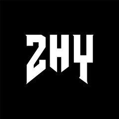 ZHY letter logo design for technology company. ZHY logo design black and white color combination. ZHY logo, ZHY vector, ZHY design, ZHY icon, ZHY alphabet. ZHY typography logo design.